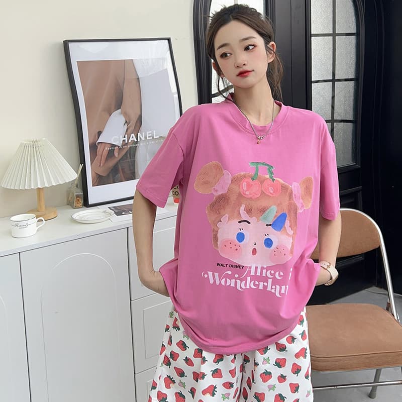 gill aimar bear home clothes summer short-sleeved cute cartoon sweet strawberry girl pajamas set