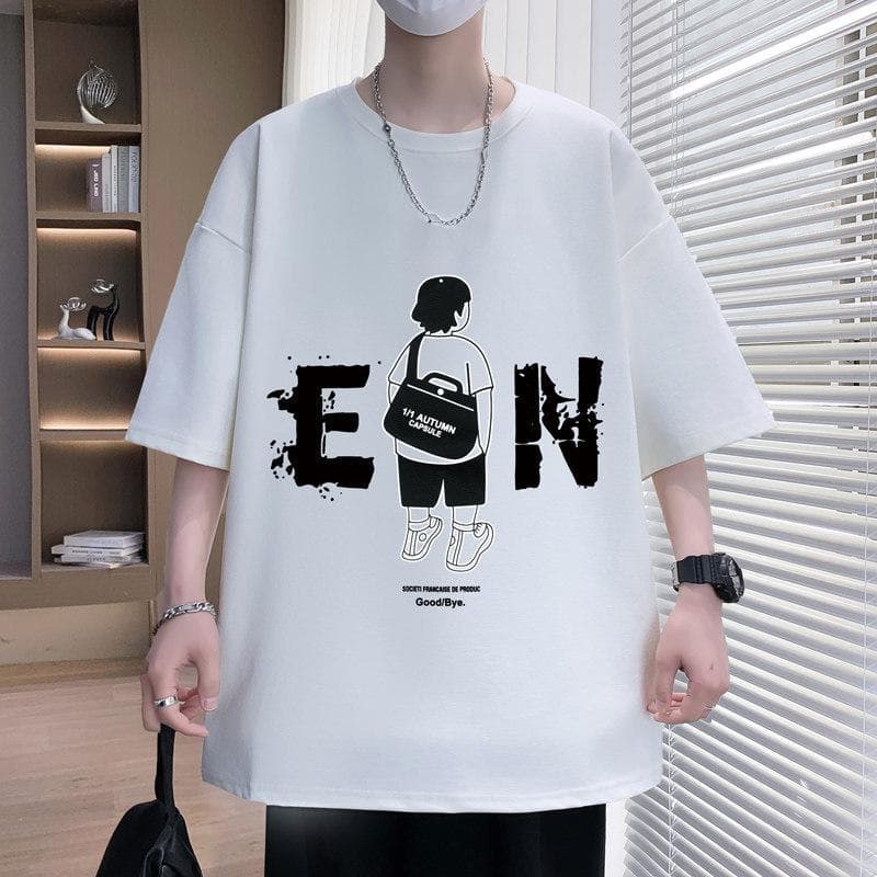 Pure cotton short-sleeved T-shirt for boys 12-15 years old junior high school students 13 trendy and handsome 14 teenagers and older children loose summer clothes