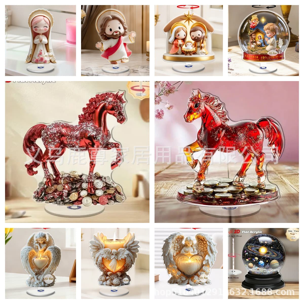New Cross-Border Angel Blessing 2D Acrylic 360° Rotating Ornament Desktop Living Room Study Atmosphere Decoration Prop