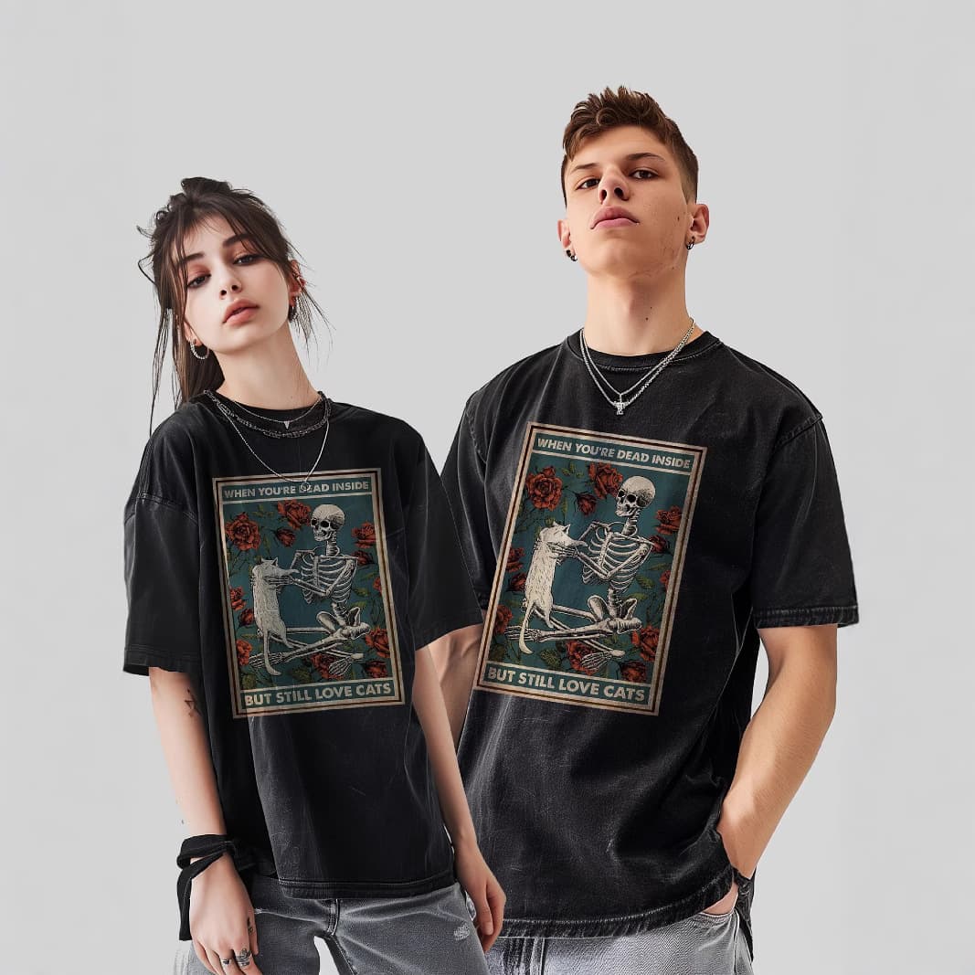 Y2K Anime Washed T-Shirts for Men Short Tshirts for Adult Women