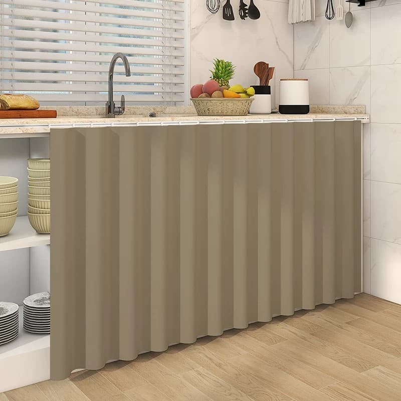 Kitchen Cabinet Cover Curtain Waterproof and Oil-Proof Concealer Cabinet Door Curtain for Clutter Shoe Rack No-Drill Dustproof Pull Curtain