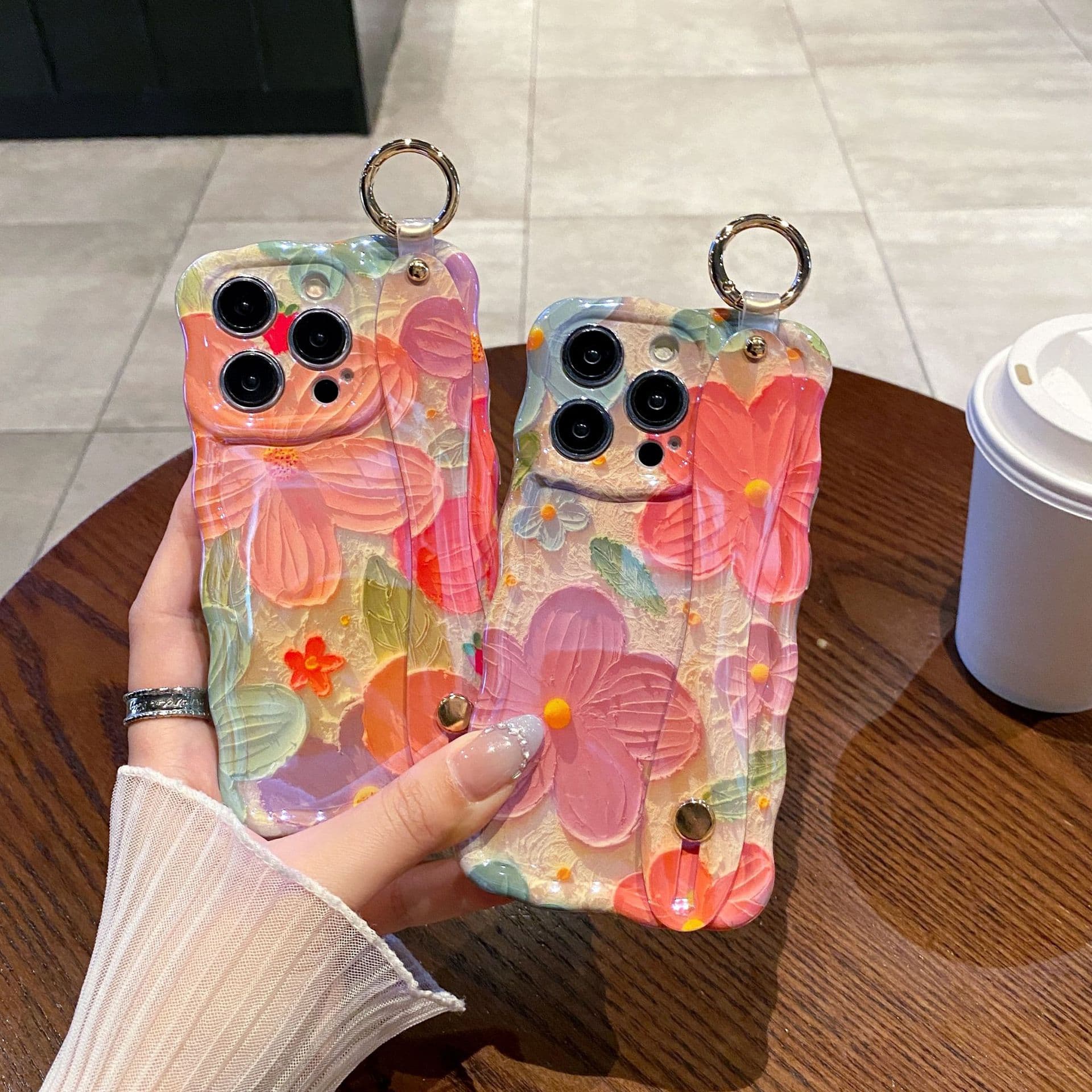 For Apple iPhone 17 Pro Max New Case 15 Pro Twisted Blue Light Wrist Strap Flower Butterfly 14 Drop Protection