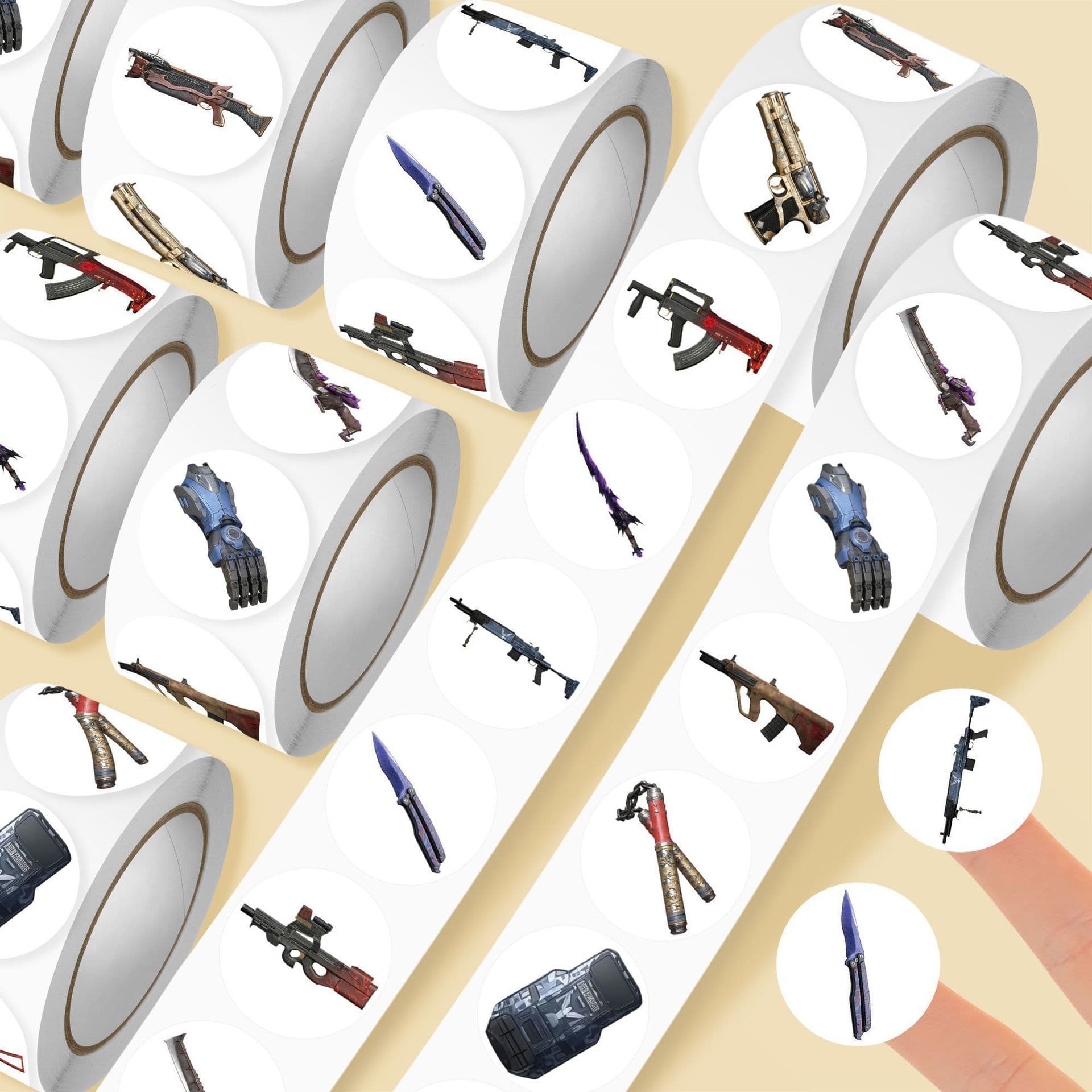 2000 Stickers Hot Sale Metro Escape Legendary Weapon Roll Stickers Peace Elite Popular Game Butterfly Knife Seal Stickers
