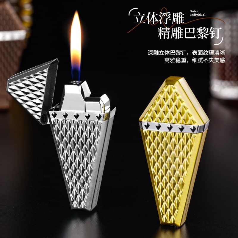 High-looking creative lighter double flame Paris nail diamond lighter men's gift lighter new style