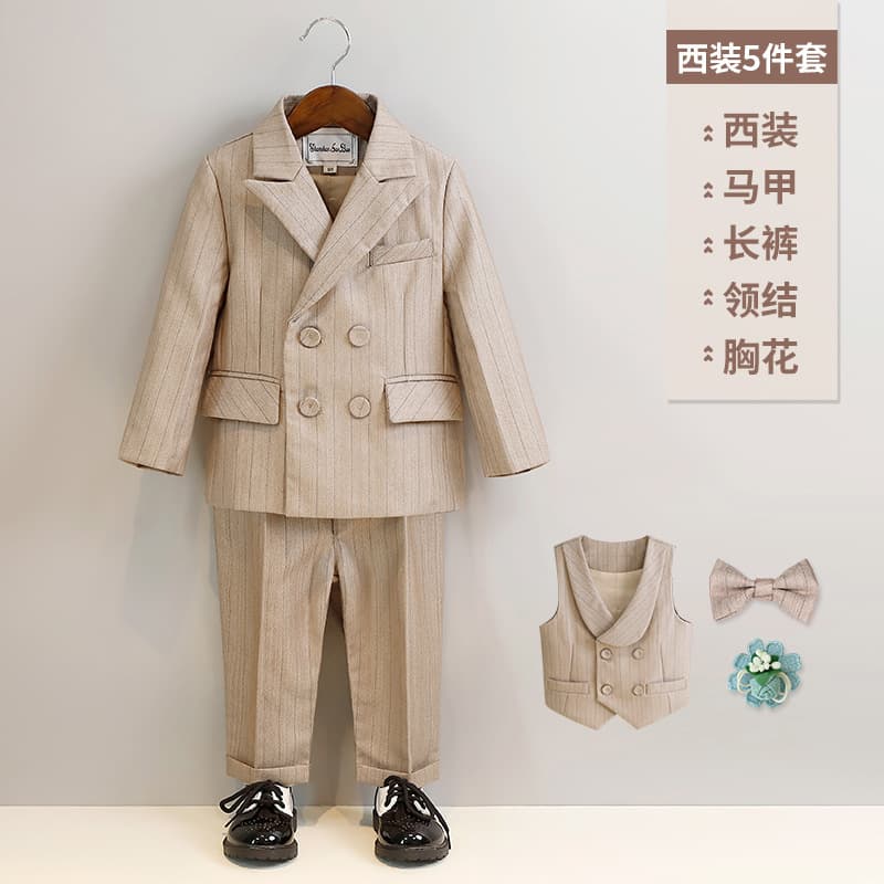 Boys' British Style Suit Vest Set for Kids, Host Speech Piano Performance Outfit, Flower Boy Birthday Formal Wear