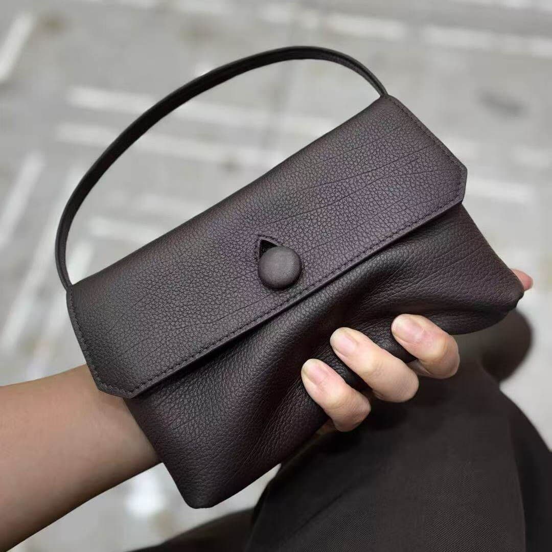 Underarm bag, shoulder bag, row style Sally Bag, mobile phone bag, women's button bag, hand bag, genuine leather niche handbag