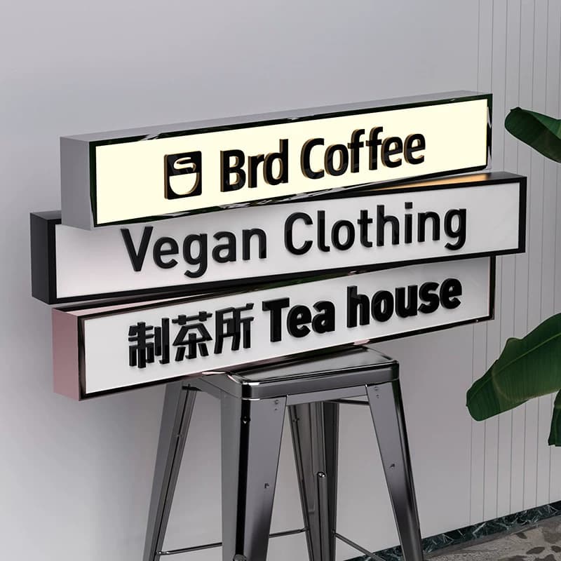 Acrylic 3D Outdoor Wall-Mounted Light Box Sign LED Illuminated Signboard for Storefront