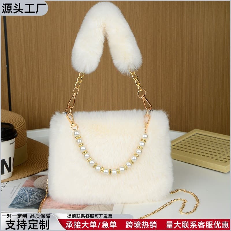 Cross-Border Autumn/Winter Plush Bag New Style Women's Ins Niche Chain Crossbody Bag Fashion Small Square Bag Furry Bag