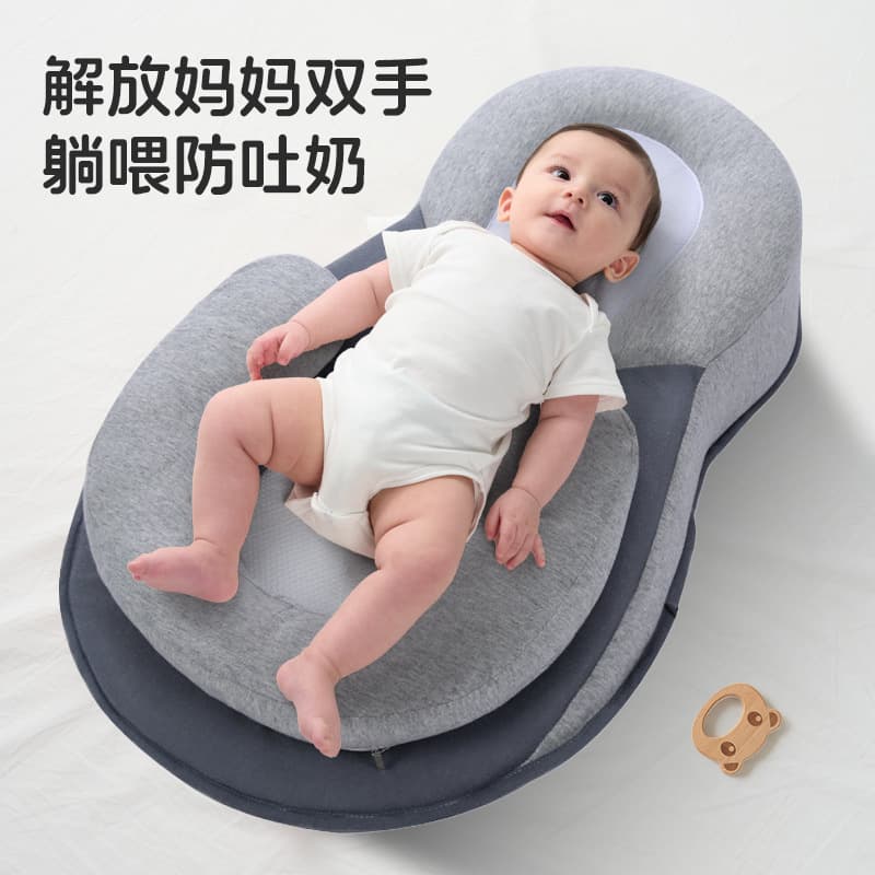 Anti-Spill Milk Pillow for Newborns, Baby Feeding Pillow, Nursing Pillow for Lying Down Feeding, Anti-Reflux Wedge Pad