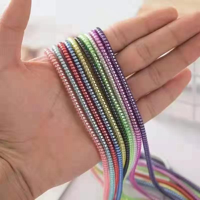 1.4-meter electroplated data cable protective cord/cover, earphone wrapping spring cord protection cable, factory direct supply.