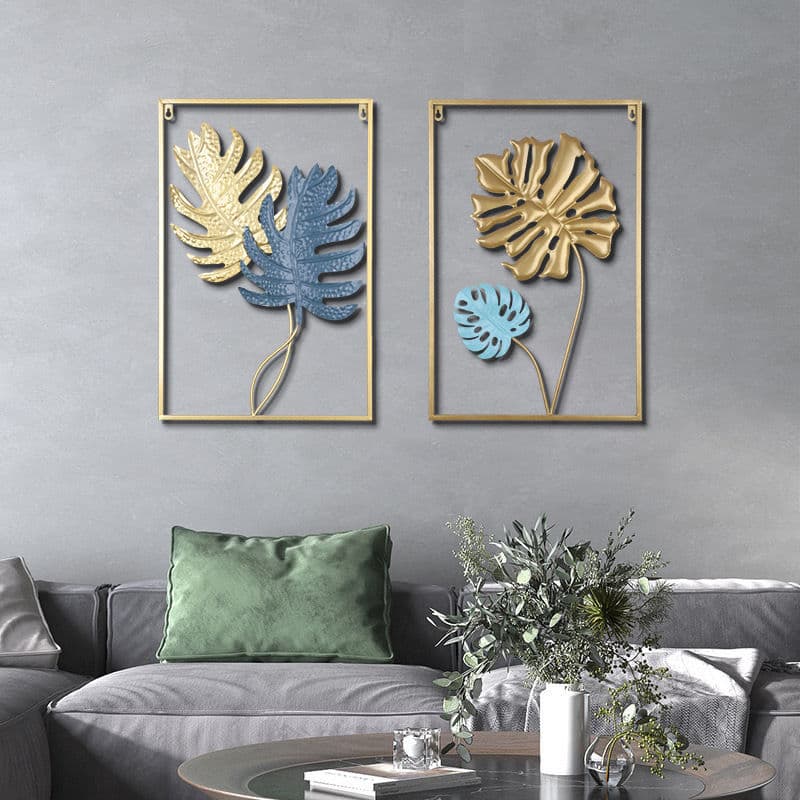 Modern Living Room Metal Iron Art Leaf Wall Hanging TV Sofa Background Wall Light Luxury Room Wall Decor