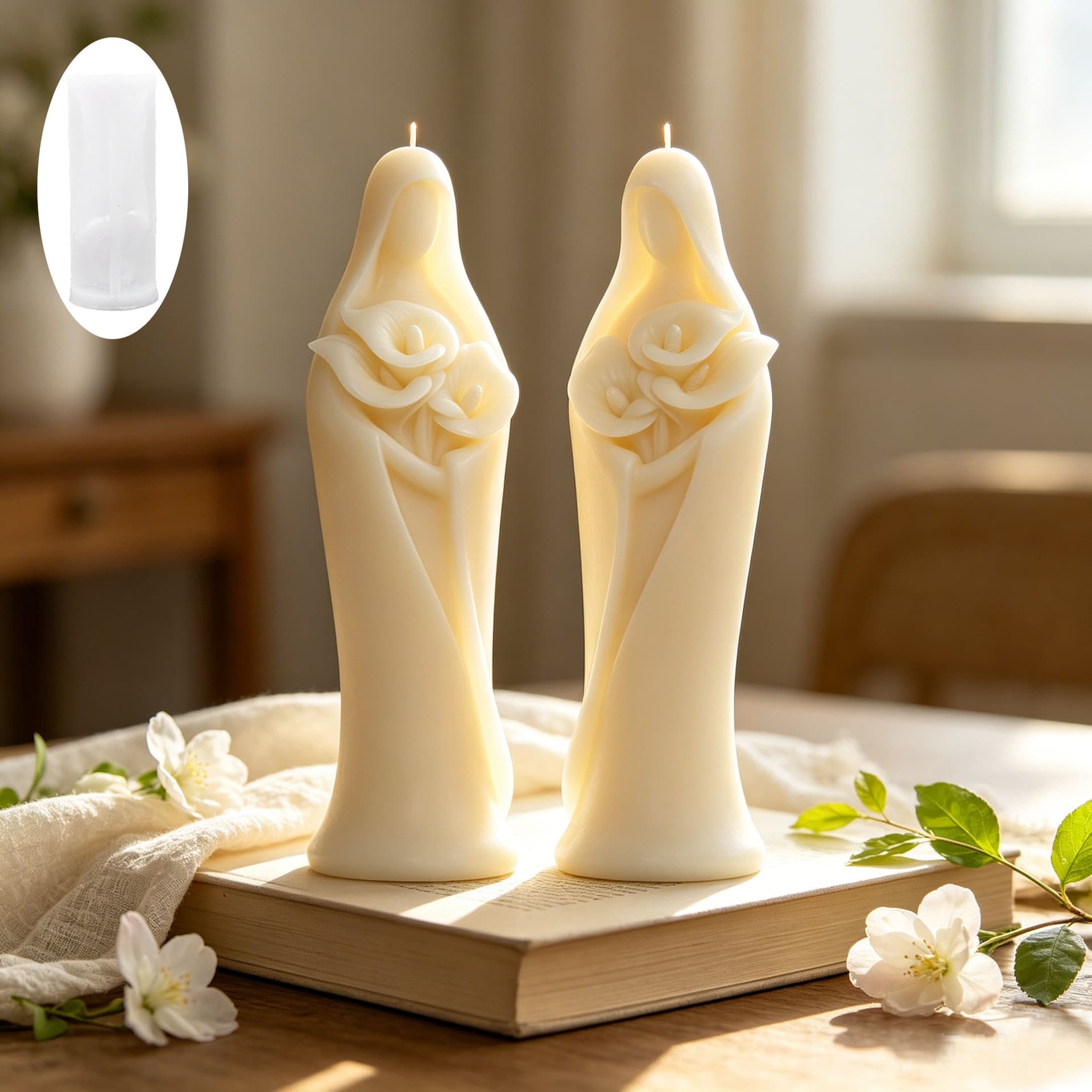 Simple wind lily messenger silicone mold home furnishings bonsai accessories resin gypsum decorative aromatherapy wax diy