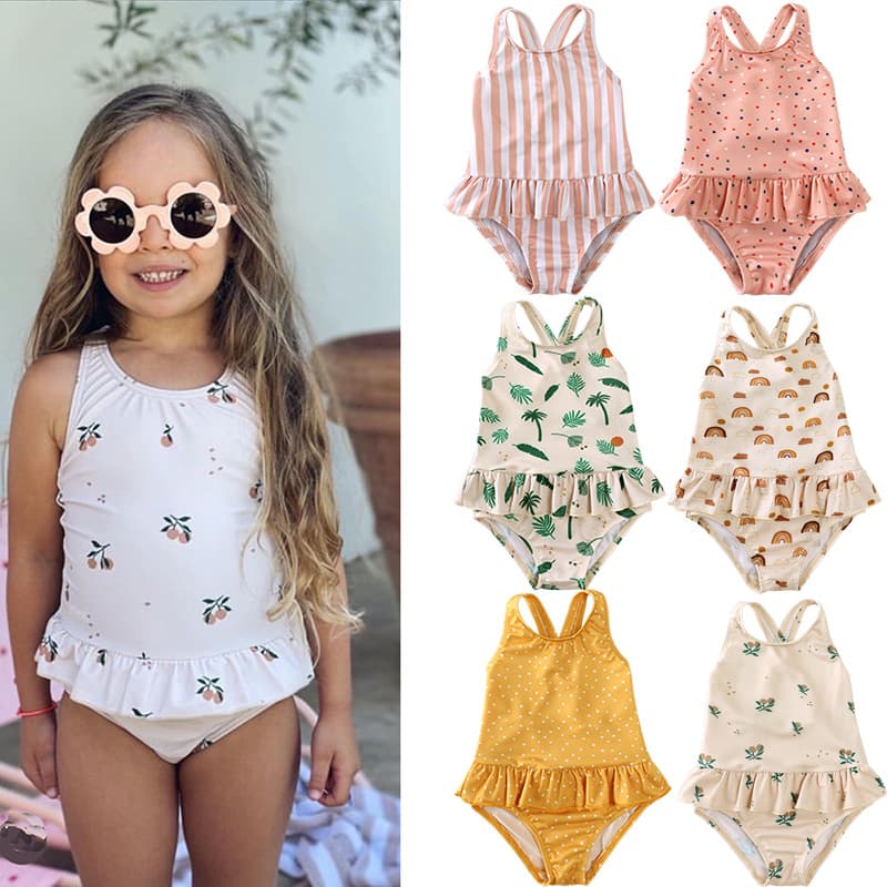 Girls' Cute Backless Floral One-Piece Swimsuit Baby Cartoon Bikini Swimming Suit Hot Spring Vacation Swimsuit