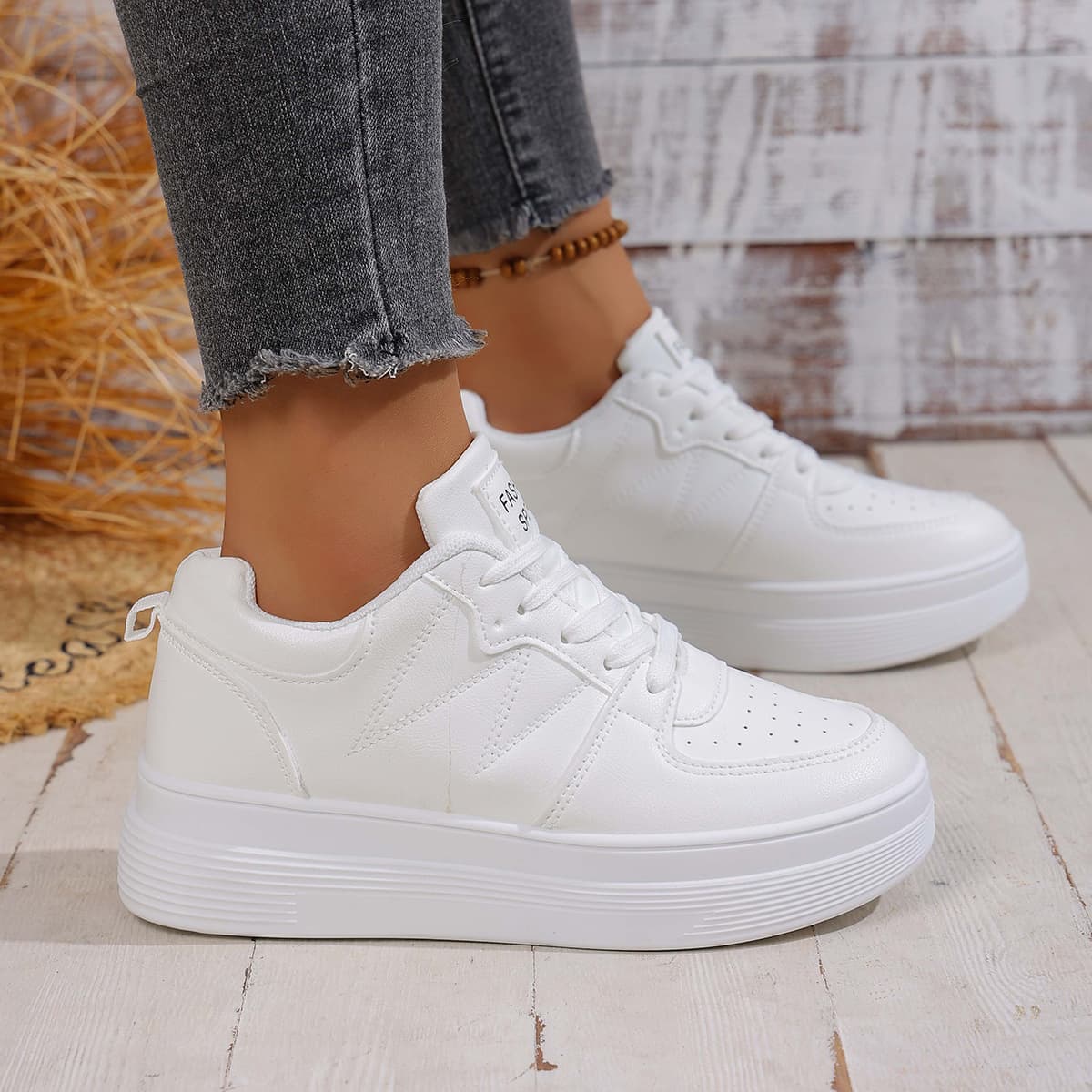 Thick Sole German Training White Sneakers Women 2025 Autumn New Casual Lace-Up Student Sports Board Shoes Export Plus Size