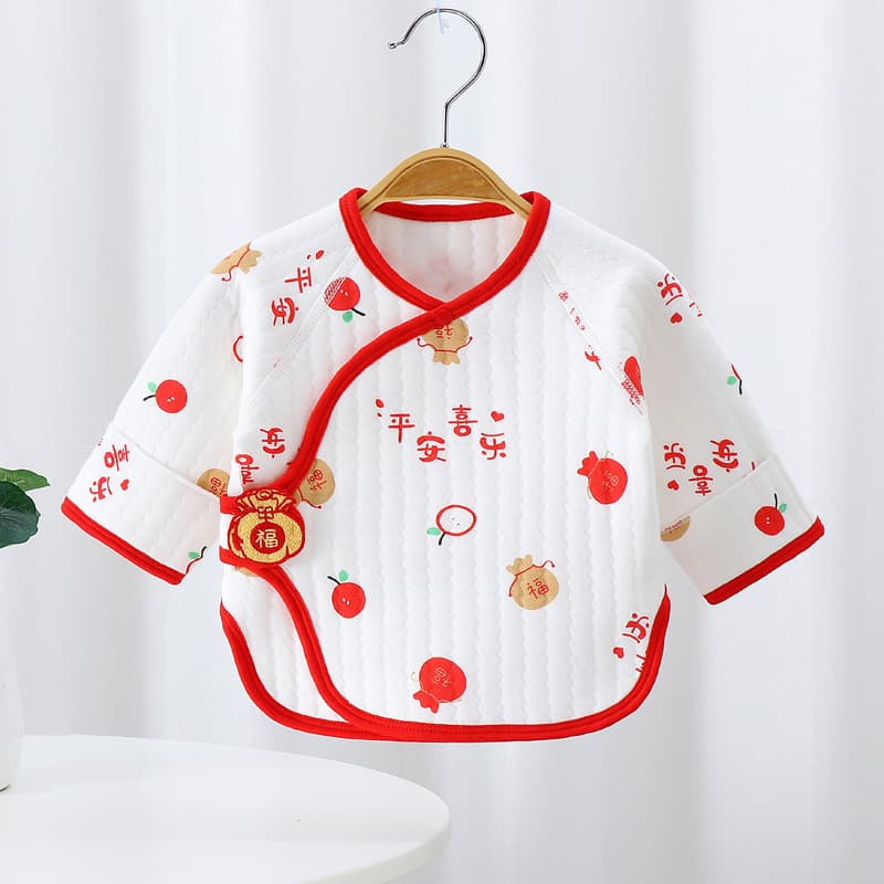 Baby Thermal Half-Back Shirt, Newborn Category A Seamless Monk Style 0-3 Months, Air Cotton Single Top, Maternity Hospital Wear