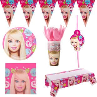 Barbie Princess Doll Party Decoration Paper Plates Napkins Tablecloth Tableware Set Children's Birthday Party Decor Props