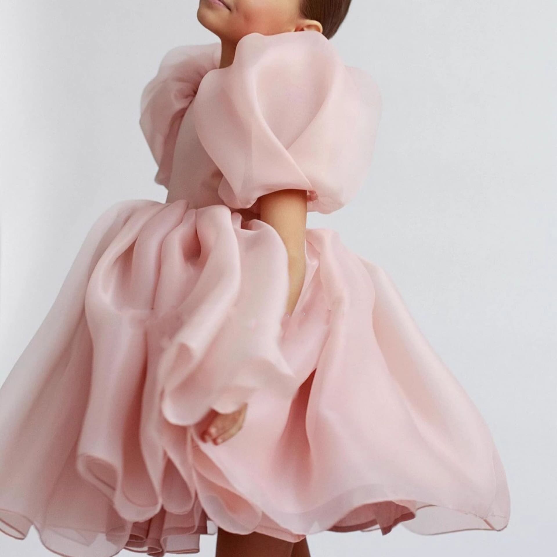 Children's model catwalk tutu skirt piano performance costume female high-end foreign style solid color Spanish style princess skirt dress