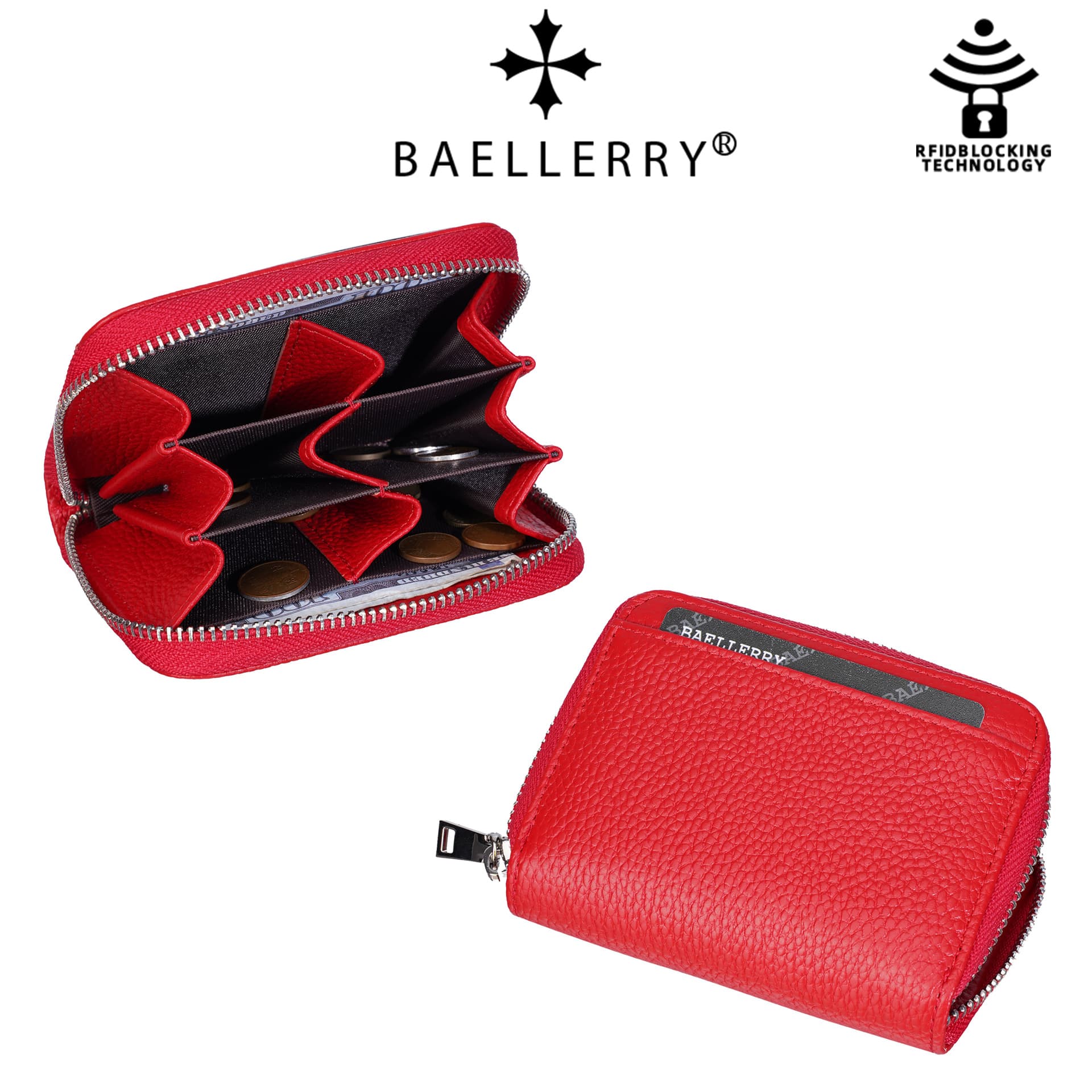 New Japanese Genuine Leather Card Holder Cross-border RFID Anti-theft Zipper Wallet Multi-card Slot Coin Purse