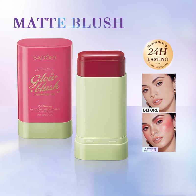 All-English Blush Stick SADOER Matte Radiant Blush Stick Cream Portable Concealer Highlighter Stick Cross-Border Makeup