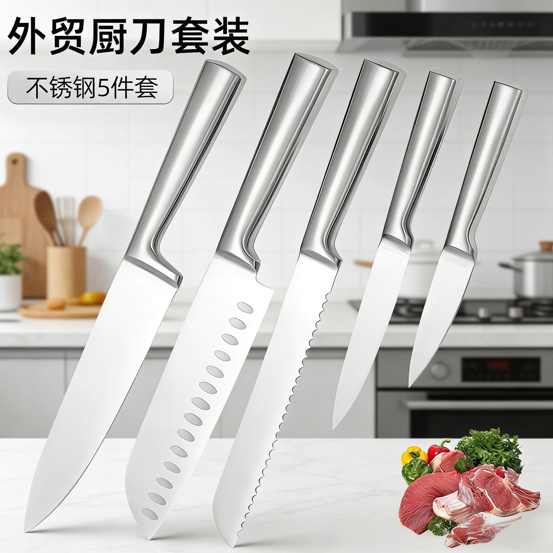 In Stock Export Knife Set Stainless Steel Kitchen Knife Set Home Chef Knife Bread Knife Japanese Vegetable Knife Fruit Knife
