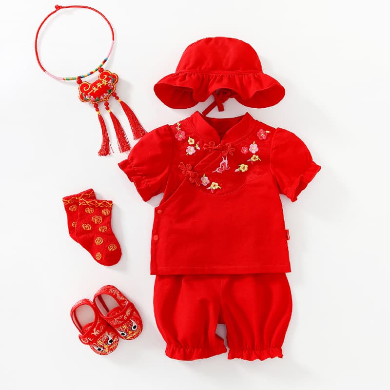 Baby Girl Birthday Dress Summer Style, Full Moon 100 Days One Year Old, Princess Bubble Sleeve Set for First Birthday
