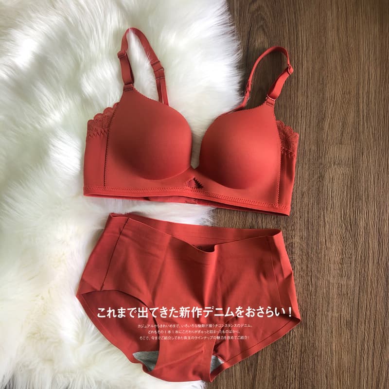 Seamless Underwear for Small Bust, Non-Empty Cup, New Year Lady Wedding Bride Bra, Beautiful Back Bra Set