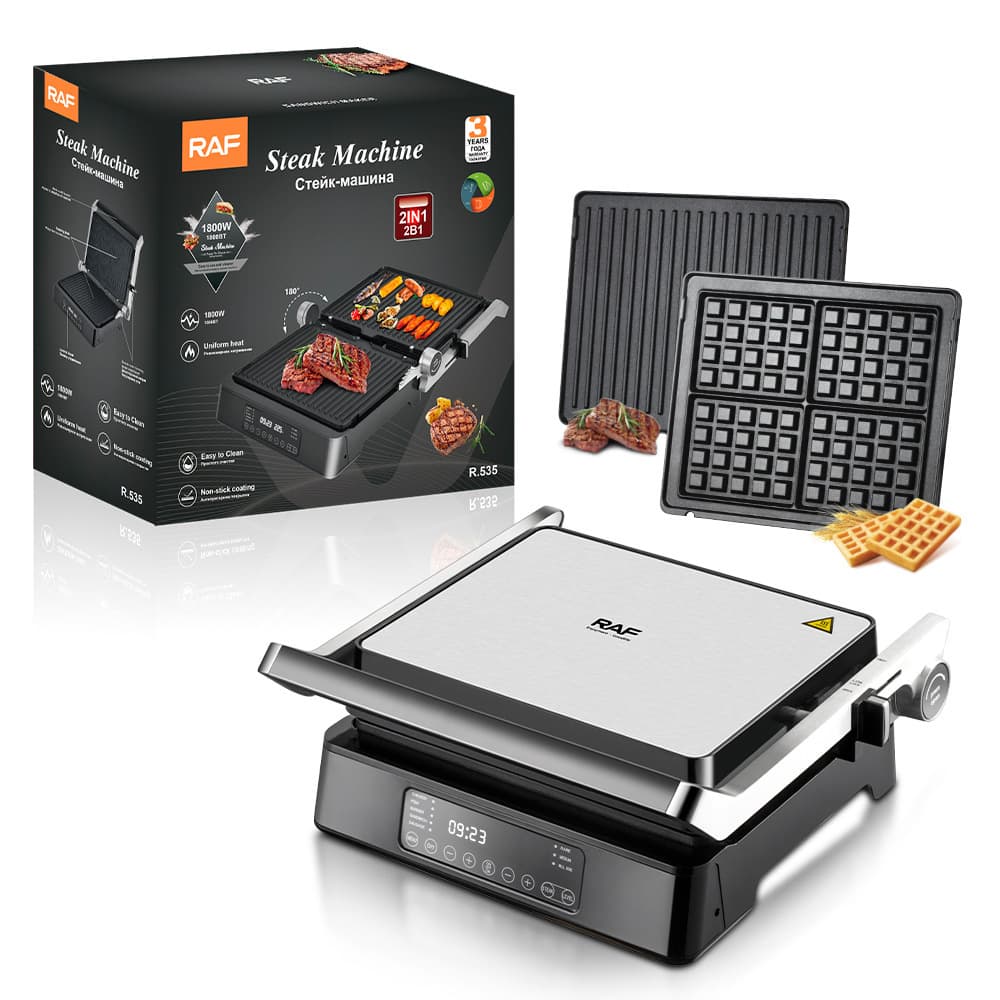 European and British Cross-Border Two-in-One Steak Machine Sandwich Machine Waffle Machine Detachable Smart Display Breakfast
