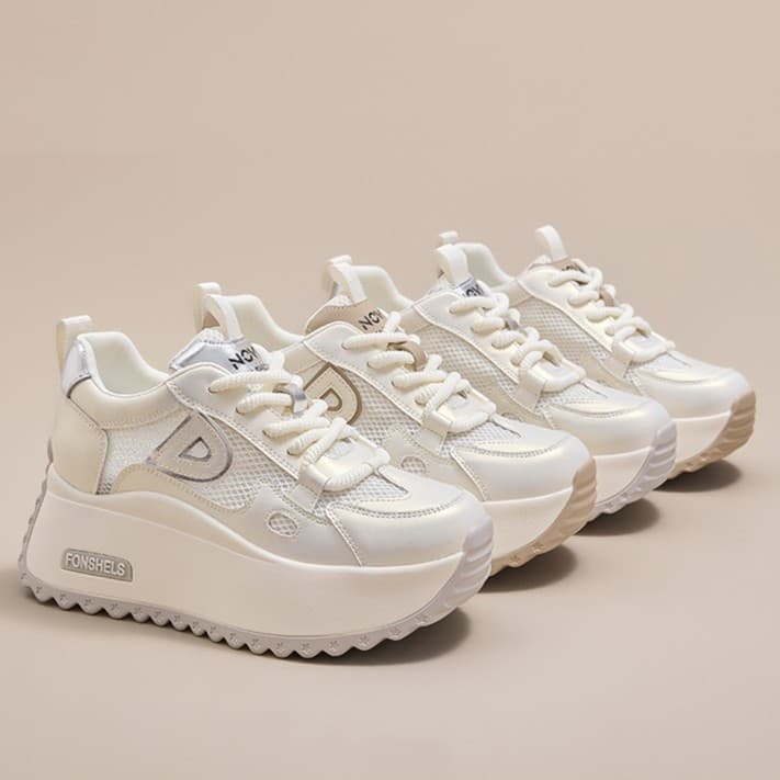 8cm small women's casual shoes showing feet 2026 spring new style thick-soled inner heightening dad shoes versatile women's shoes