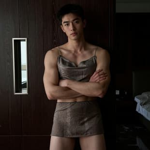 Men's Suspender Dress Set Sexy Sleepwear Lightweight Chain Metallic Luster Lingerie Men's Fashion Short Skirt