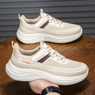 Men's Sports Shoes, Black Lightweight Cushioning Men's Shoes, Soft Sole Anti-slip Wear-resistant Fitness Casual Shoes, Fly-knit Shoes Wholesale