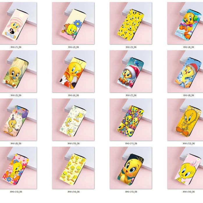 In Stock Tweety Cartoon PU Wallet Women's Long Zipper Wallet Single Zip Bag Cosmetic Bag Factory Yiwu