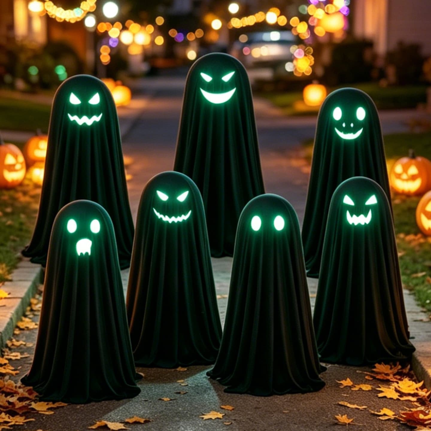 Cross-border Creative Standing Glow-in-the-Dark Black Ghost Figurine Halloween Party Lawn Outdoor Decoration