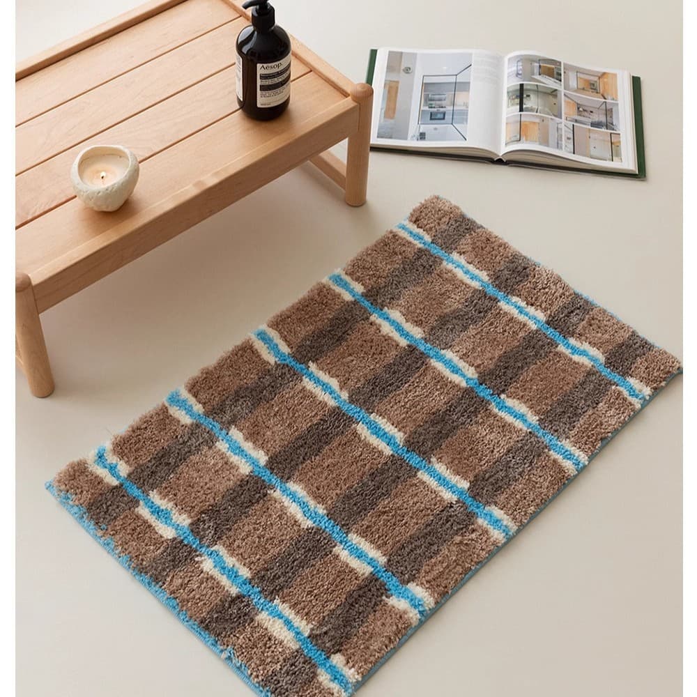 Vintage Tufted Faux Cashmere Rug, Non-Slip Bathroom and Bedroom Doormat, Entryway Foot Mat