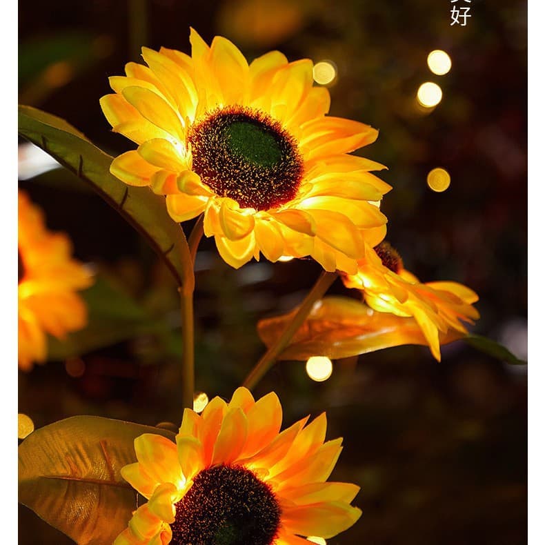 LED Solar Sunflower Ground Insert Light Outdoor Garden New Year Decoration Lawn Lamp Colorful Light