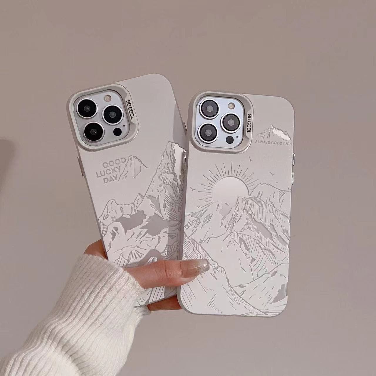 Premium Laser Sunset Mountain Case for Apple iPhone 15 Pro Max, iPhone 14/13 Streetwear 11/12 PM
