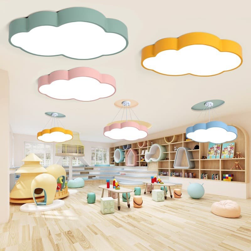 Cloud Chandelier Kindergarten Children's Room White Cloud Cloud Light School Classroom Aisle Training Institution Grille Hall Light