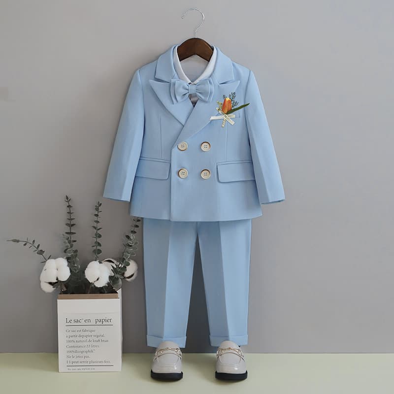 Boys' Suit Set Spring British Flower Girl Performance Outfit Toddler Birthday Party Tuxedo