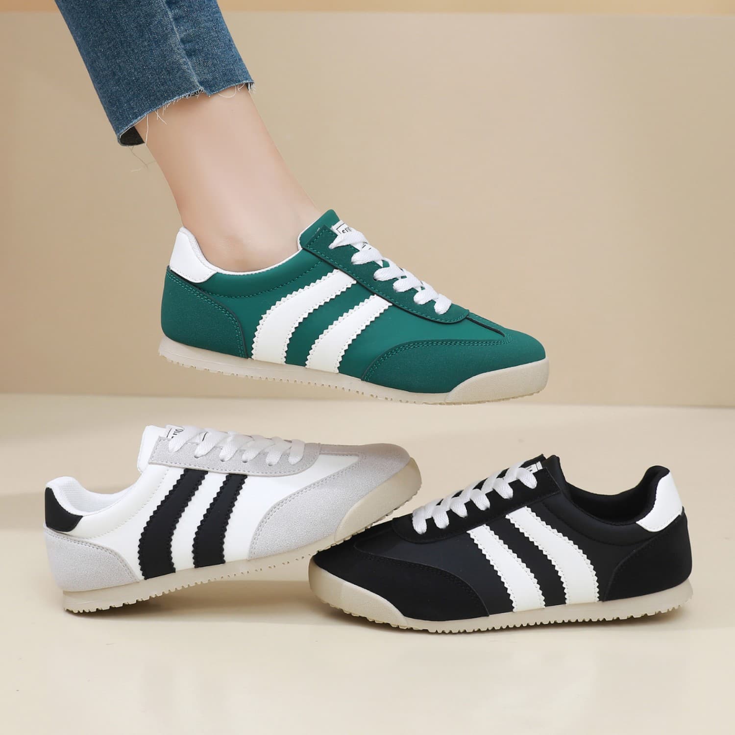 German Training Shoes Women Thin Sole Sports Agam Shoes 2026 New Flat Casual Board Shoes Korean Style Lightweight Running Shoes
