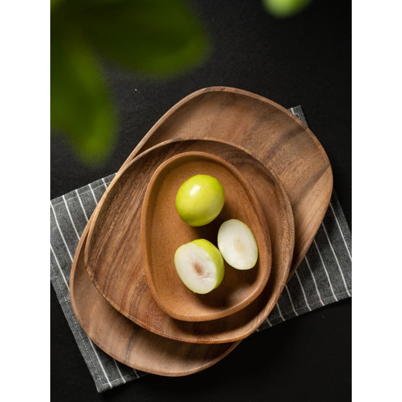 Solid Wood Small Tray Wooden Cup Holder Coaster Walnut Irregular Coffee Plate Nut Snack Plate Wooden Tableware Tray Dish