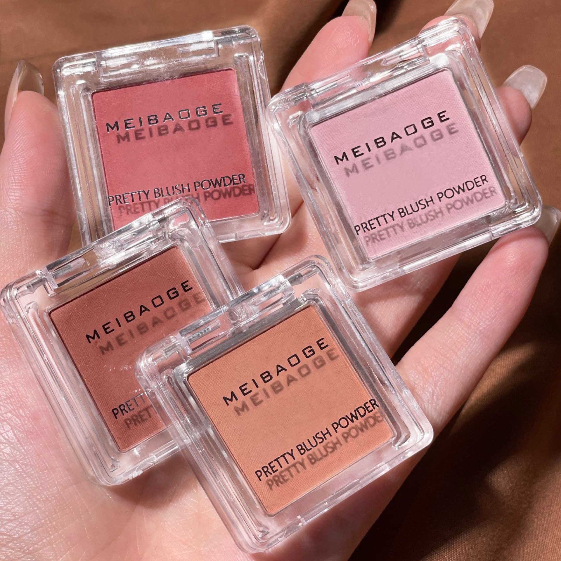 MEIBAOGE Single Blush Highlighter Contour Purple Blue Peach Matte Shimmer Natural Long-Lasting Makeup