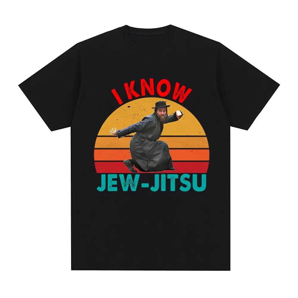 Jew-Jitsu Jewish European and American funny jujitsu letters casual round neck short-sleeved T-shirt men and women pure summer tops