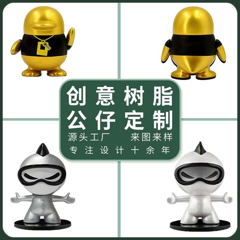 Custom resin crafts creative figurine IP corporate company image ornament custom electroplated resin decoration