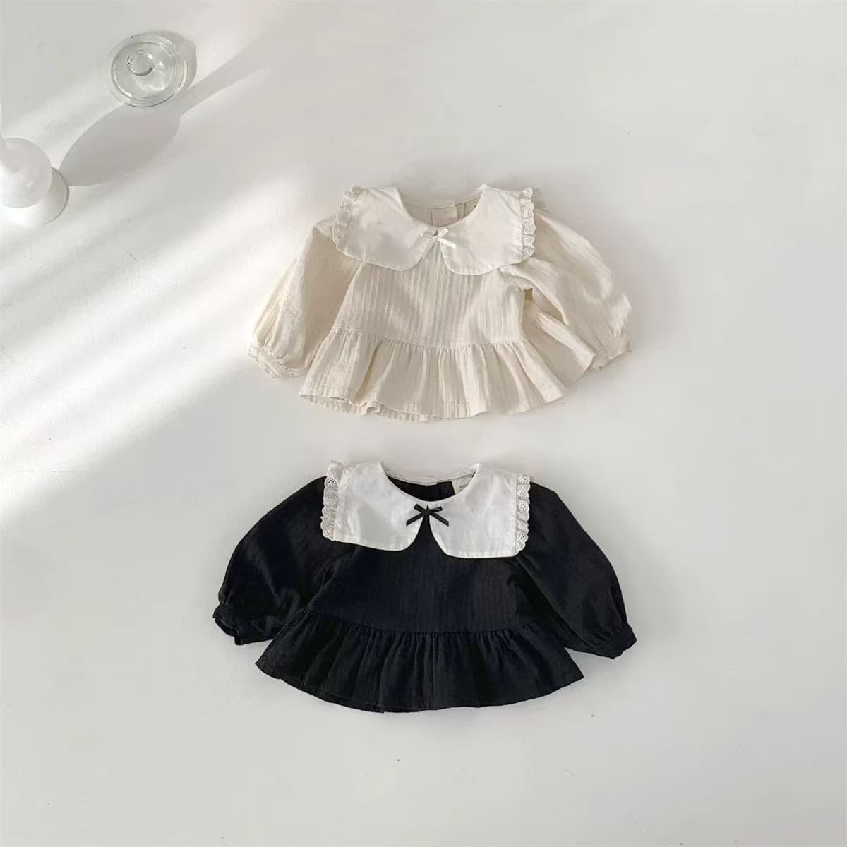 Korean version ins baby girl dress top cute new large lapel babydoll spring and autumn cute shirt