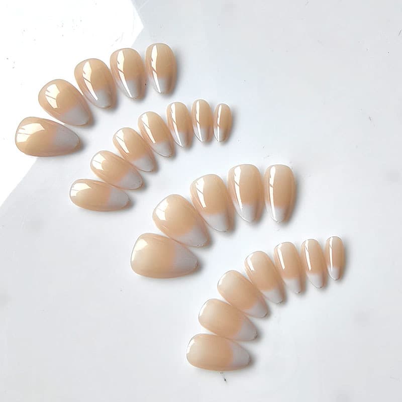 Cross-border Almond Blush Nails Wearable Nails Classic Minimalist Gradient French Nail Tips False Nails