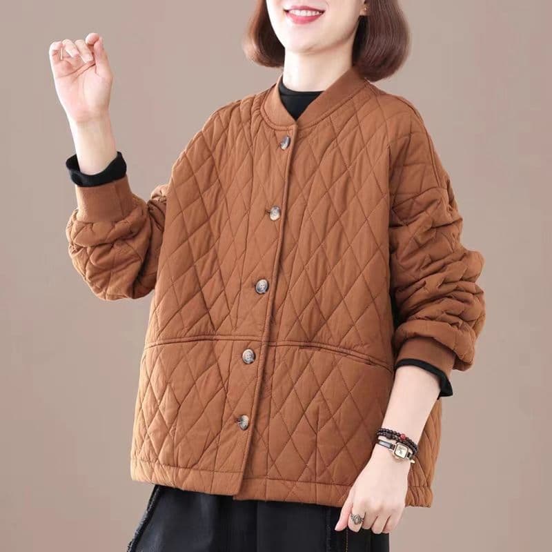 New style warm cotton-padded jacket for mothers, short and thick cotton-padded coat for autumn and winter, casual and loose fit, plus size.