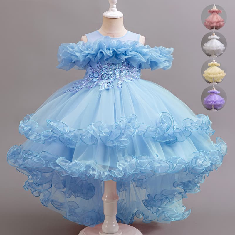 Amazon Girls Princess Dress Party Birthday Performance Piano Performance Cake Tulle Children's Dress
