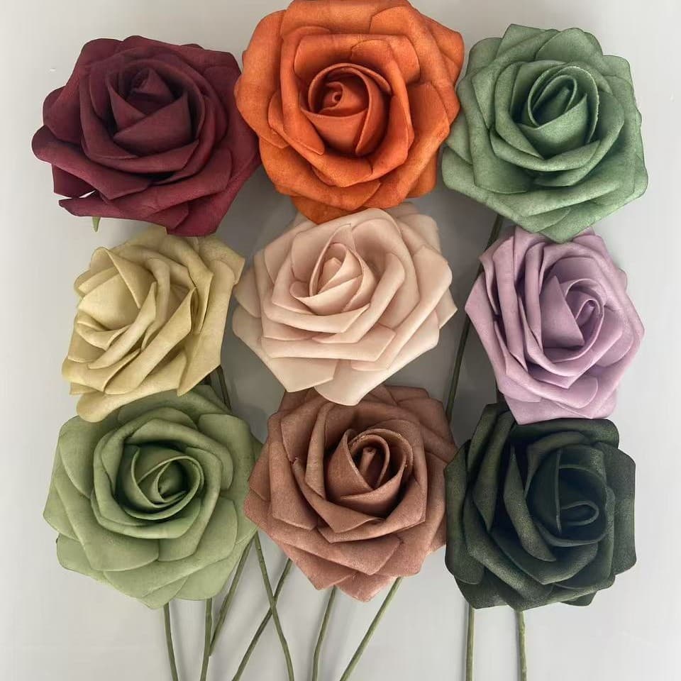 Cross-border supply 8cm artificial flower PE rose fake flower foam rose with stem