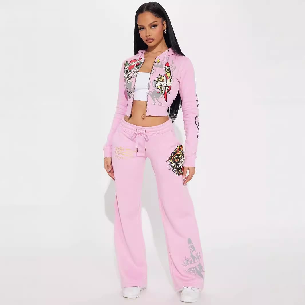 Amazon Autumn/Winter Pink Coat Pants Set - Pink Hooded Jacket and Trousers