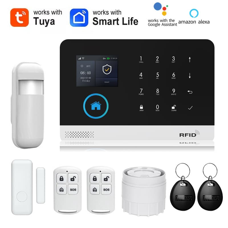 Multi-Language WiFi + 2G Burglar Alarm Host, Tuya Smart APP Alarm System, GSM Security Alarm