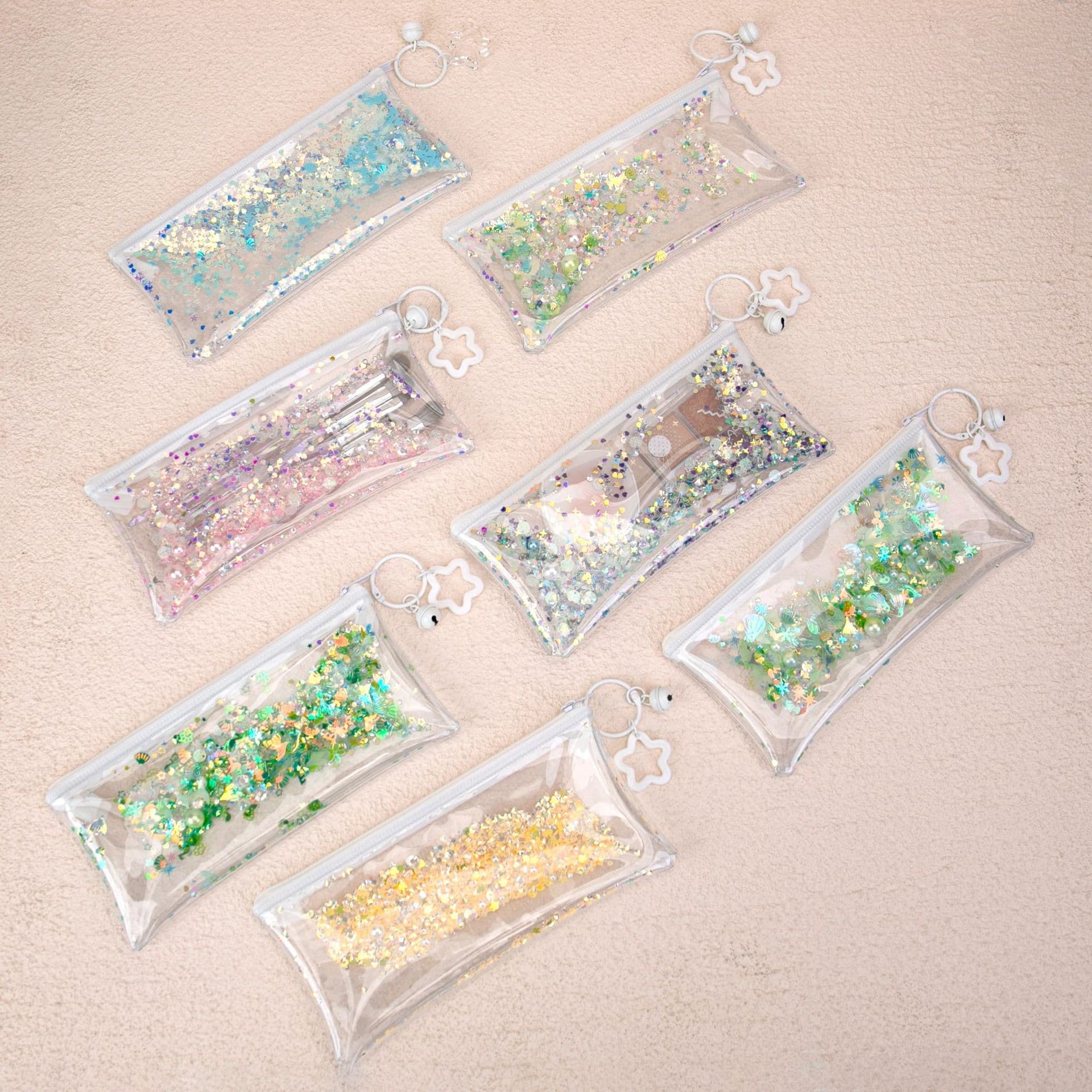 pvc quicksand pencil bag mermaid Japanese sundry storage bag stationery box primary school student large capacity creative kindergarten